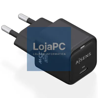Carregador de parede GaN Aisens ASCH-35W1P023-BK/ 1xUSB Tipo-C/ 35W