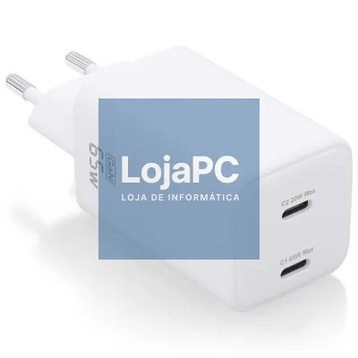 Carregador de parede GaN Aisens ASCH-65W2P039-W/ 2xUSB Tipo-C/ 65W