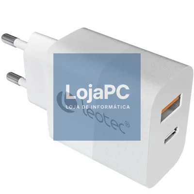 Carregador de parede GaN Leotec LECSPH30W2W/ 1xUSB Tipo-C/ 1xUSB/ 30W