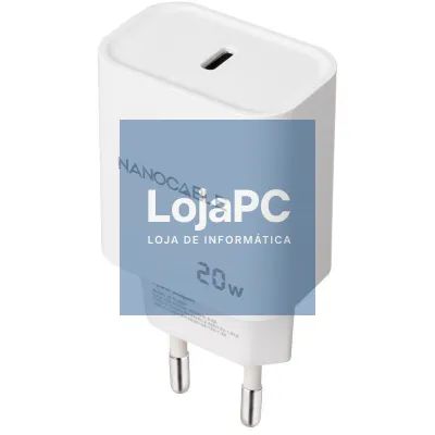 Carregador de parede Nanocable 10.10.2005/ 1xUSB Tipo-C/ 20W/ Branco