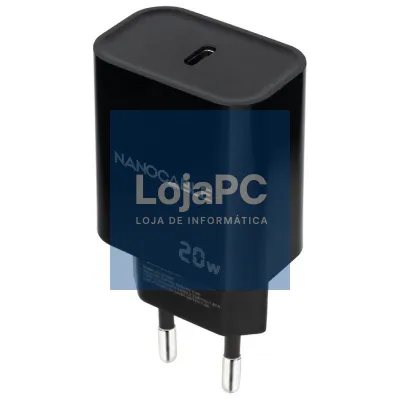 Carregador de parede Nanocable 10.10.2006/ 1xUSB Tipo-C/ 20W/ Preto