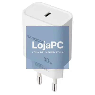 Carregador de parede Nanocable 10.10.2009/ 1xUSB Tipo-C/ 30W/ Branco