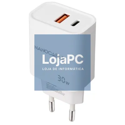 Carregador de parede Nanocable 10.10.2011/ 1xUSB/ 1xUSB Tipo-C/ 30W/ Branco
