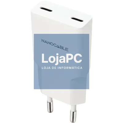 Carregador de parede Nanocable 10.10.2026/ 2xUSB Tipo-C/ 25W/ Branco