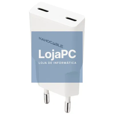 Carregador de parede Nanocable 10.10.2029/ 2xUSB Tipo-C/ 30W/ Branco