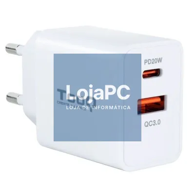 Carregador de parede TooQ TQWC-2SC04WT/ 1xUSB Tipo-C/ 1xUSB/ 20W