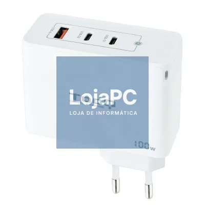 Carregador de parede GaN TooQ TQWC-GANQC2PD100W/ 2xUSB Tipo-C/ 1xUSB/ 100W