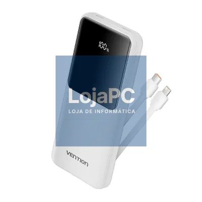 Powerbank 10000mAh Vention FHOW0/ 22.5W/ Branca/ inclui Cabo USB Tipo-C y Lightning