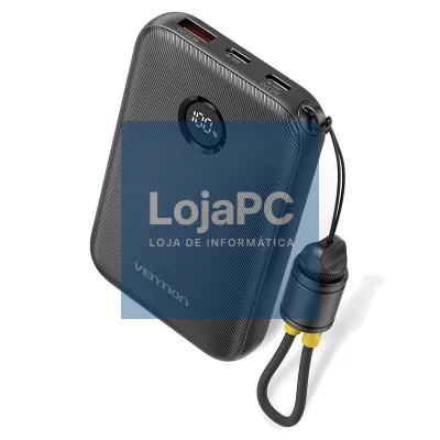 Powerbank 10000mAh Vention FKAB0-C/ 22.5W/ Preta/ inclui Cabo USB Tipo-C