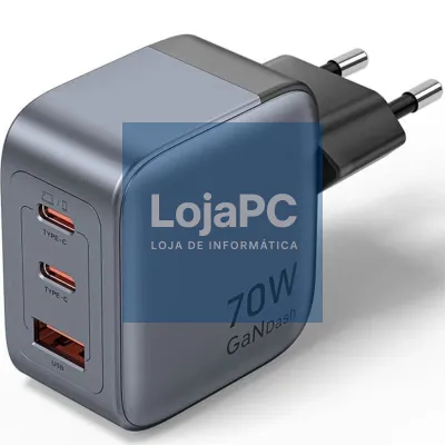 Carregador de parede GaN Vention FEXH0-EU/ 2xUSB Tipo-C/ 1xUSB/ 70W