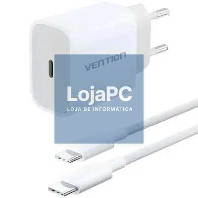 Carregador de parede Vention G16W0-EU/ 1xUSB Tipo-C + Cabo USB Tipo-C/ 20W
