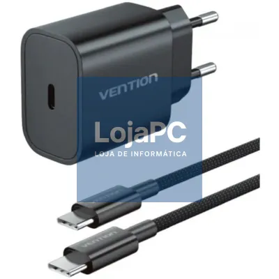 Carregador de parede Vention G17B0-EU/ 1xUSB Tipo-C + Cabo Lightning/ 20W