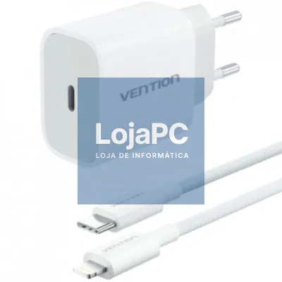 Carregador de parede Vention G17W0-EU/ 1xUSB Tipo-C + Cabo Lightning/ 20W
