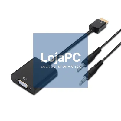 Conversor Aisens A122-0126/ HDMI Macho - VGA Fêmea/ Jack 3.5 Fêmea/ 10cm/ Preto