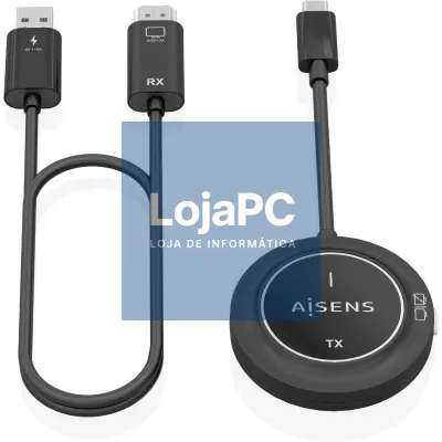 Adaptador/Transmisor de vídeo sem fios USB Tipo-C - HDMI Aisens ASWL-H2KC30M003-BK