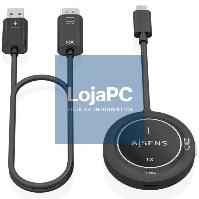 Adaptador/Transmisor de vídeo sem fios USB Tipo-C - HDMI Aisens ASWL-H2KC30M004-BK/ 100W