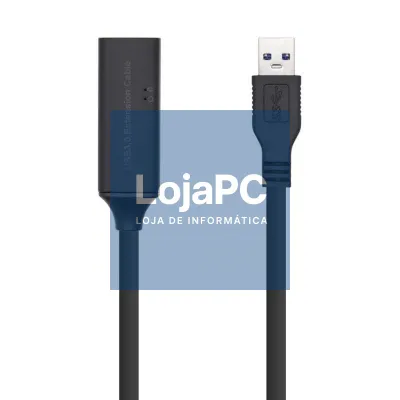 Cabo Extensão USB 3.0 com Amplificador Aisens A105-0407/ USB Macho - USB Fêmea/ até 9W/ 625Mbps/ 5m/ Preto