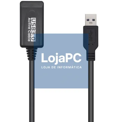 Cabo Extensão USB 3.0 com Amplificador Aisens A105-0525/ USB Macho - USB Fêmea/ até 9W/ 625Mbps/ 5m/ Preto