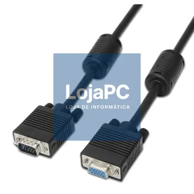 Cabo Extensão SVGA Aisens A113-0078/ VGA Macho - VGA Fêmea/ até 3W/ 10Mbps/ 1.8m/ Preto