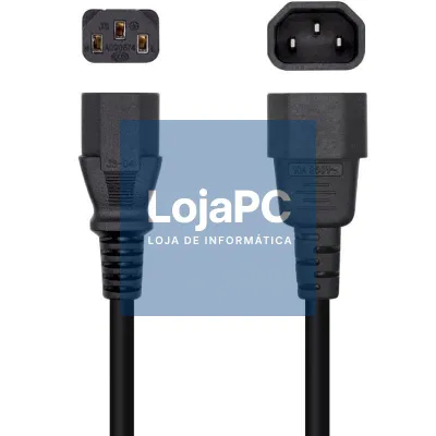 Cabo Alimentação Aisens A132-0466/ C13 Fêmea - C14 Macho/ até 1500W/ 3m/ Preto