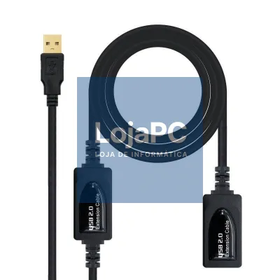 Cabo Extensão USB 2.0 Nanocable 10.01.0212/ USB Macho - USB Fêmea/ 10m/ Preto