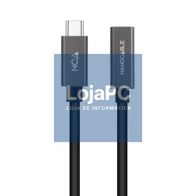 Cabo Extensão USB 3.2 Nanocable 10.01.4400/ USB Tipo-C Macho - USB Tipo-C Fêmea/ 50cm/ Preto