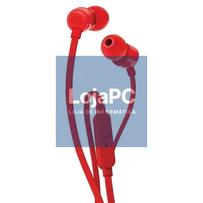 Auscultadores Intrauditivos JBL T110/ com Microfone/ Jack 3.5/ Rojos