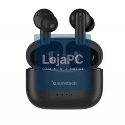 Auscultadores Bluetooth Sunstech WAVEPODSBK com estojo de carga/ Autonomia 4.5h/ Pretos