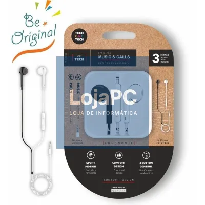 Auscultadores Intrauditivos Tech One Tech earTECH B&W Be Original TEC1011/ com Microfone/ Mini Jack 3.5/ Branco y Preto