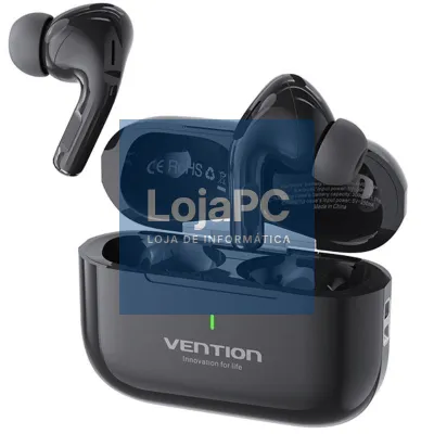 Auscultadores Bluetooth Vention Echo Lite E11 com estojo de carga/ Autonomia 6h/ Pretos