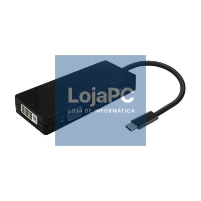 Conversor USB Tipo-C Aisens A109-0679/ HDMI Fêmea - VGA Fêmea - DVI Fêmea - DisplayPort Fêmea/ 15cm/ Preto
