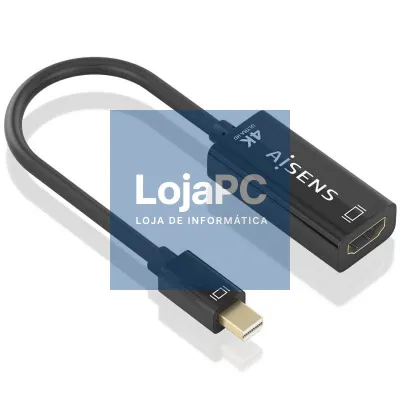 Conversor Aisens A125-0904/ Mini DisplayPort Macho - HDMI Fêmea/ 15cm/ Preto