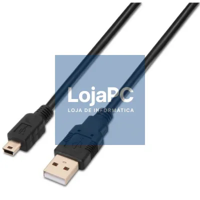 Cabo USB 2.0 Aisens A101-0026/ USB Macho - MiniUSB Macho/ até 2.5W/ 60Mbps/ 3m/ Preto