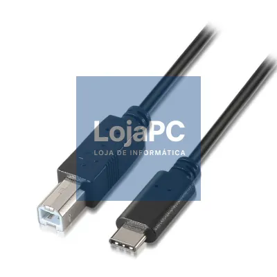 Cabo USB 2.0 Impressora Aisens A107-0053/ USB Tipo-C Macho - USB Tipo-B Macho/ 480Mbps/ 1m/ Preto