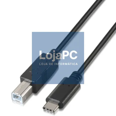 Cabo USB 2.0 Impressora Aisens A107-0054/ USB Tipo-C Macho - USB Tipo-B Macho/ 480Mbps/ 2m/ Preto