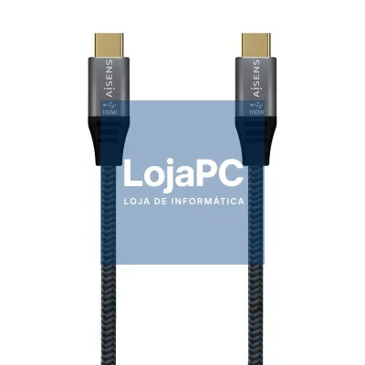 Cabo USB 2.0 Tipo-C Aisens A107-0628 5A 100W/ USB Tipo-C Macho - USB Tipo-C Macho/ até 100W/ 480Mbps/ 1m/ Cinzento