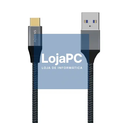 Cabo USB 3.1 Tipo-C Aisens A107-0630/ USB Tipo-C Macho - USB Macho/ 10Gbps/ 50cm/ Cinzento