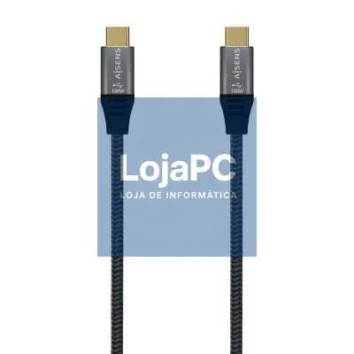 Cabo USB 3.2 Tipo-C Aisens A107-0670 20GBPS 100W/ USB Tipo-C Macho - USB Tipo-C Macho/ até 100W/ 20Gbps/ 60cm/ Cinzento