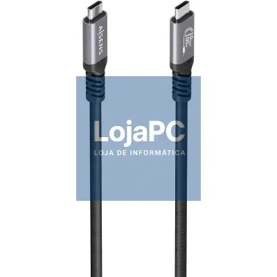 Cabo USB 3.2 Tipo-C Aisens A107-0989/ USB Tipo-C Macho - USB Tipo-C Macho/ até 100W/ 10Gbps/ 4m/ Preto