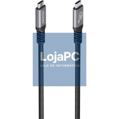 Cabo USB 3.2 Tipo-C Aisens A107-0990/ USB Tipo-C Macho - USB Tipo-C Macho/ até 100W/ 10Gbps/ 5m/ Preto