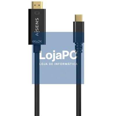 Cabo Conversor HDMI 4K Aisens A109-0624/ USB Tipo-C Macho - HDMI Macho/ até 27W/ 1250Mbps/ 1.8m/ Preto