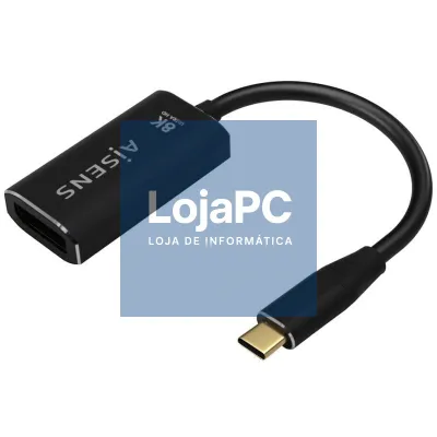 Conversor Aisens A109-0690/ USB Tipo-C Macho - DisplayPort Fêmea/ até 27W/ 1250Mbps/ 15cm/ Preto