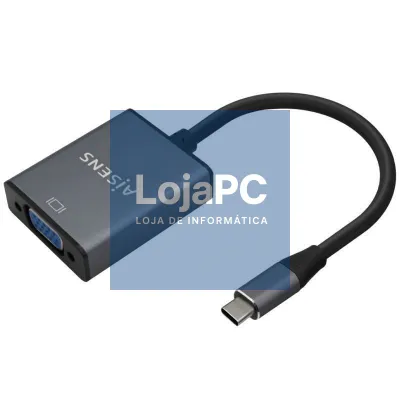 Conversor Aisens A109-0691/ USB Tipo-C Macho - VGA Fêmea/ até 27W/ 1250Mbps/ 15cm/ Cinzento