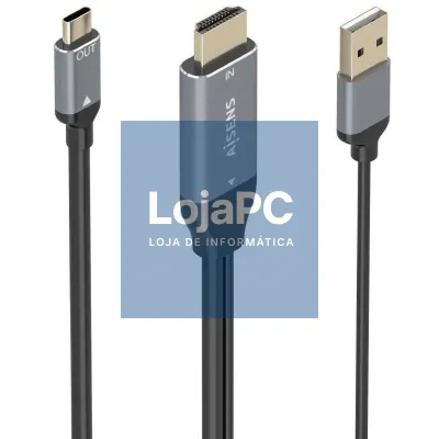 Cabo Conversor Aisens A109-0871/ HDMI Macho/ USB Macho - USB Tipo-C Macho/ 1.8m/ Preto