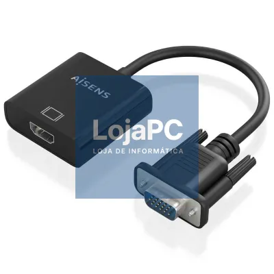 Cabo Conversor Aisens A115-0873/ VGA Macho/ HDMI Fêmea - Jack 3.5 Fêmea - MicroUSB / 20cm/ Preto