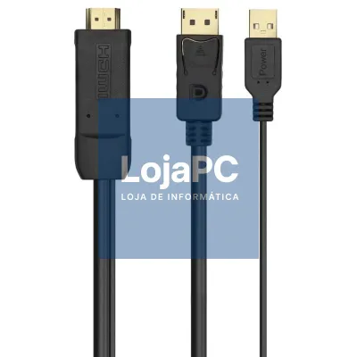 Cabo Conversor Aisens A122-0641/ HDMI Macho - DisplayPort Macho + USB Macho/ até 10W/ 2250Mbps/ 10cm + 1.8m/ Preto