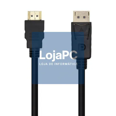Cabo Conversor Aisens A125-0460/ Displayport Macho - HDMI Macho/ até 5W/ 2300Mbps/ 3m/ Preto