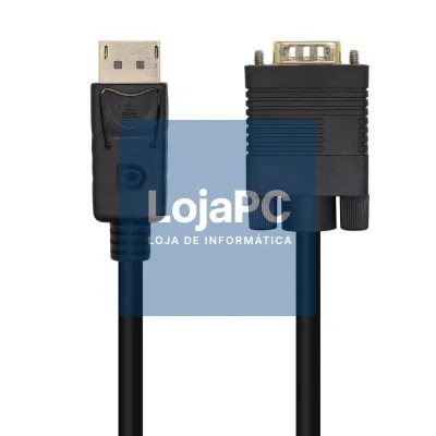 Cabo Conversor Aisens A125-0462/ DisplayPort Macho - VGA Macho/ até 5W/ 2300Mbps/ 3m/ Preto