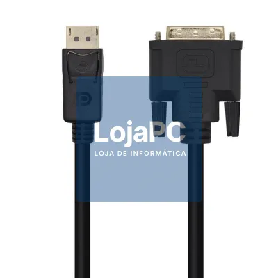 Cabo Conversor Aisens A125-0463/ DisplayPort Macho - DVI Macho/ até 5W/ 2300Mbps/ 3m/ Preto