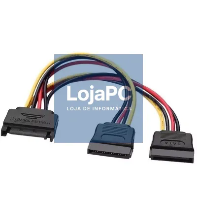 Cabo Alimentação Aisens A131-0353/ SATA Macho - 2x SATA Fêmea/ até 54W/ 20cm/ Preto
